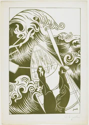 La Vague (A hullám) 1894 (litográfia, olajzöld tintával)