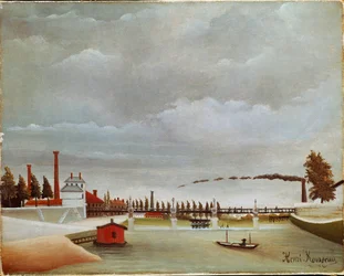 A Szajna partja. A Szajna (vagy a Szajna partja) tája. Henri Rousseau festménye: Le Douanier Rousseau (1844-1910)