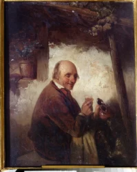 ""Az ember borospohárral" (Férfi borospohárral) Henri Joseph Gommarus Carpentero (1820-1874) festménye 19. századi Ivan Kramskoy Szépművészeti Múzeum (vagy Kramskoj) Voronyezsben (Voronyezs), Oroszország.
