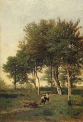 Tájkép két tűzifát cipelő fiúval, 1894