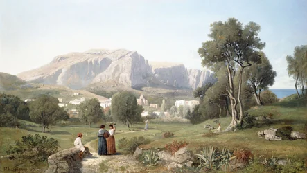 Kilátás a Nápolyi-öbölben lévő Capri szigetére, 1853