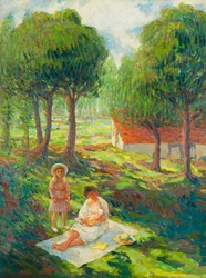 Anya és gyermeke egy tájban; Anya és gyermeke egy tájban, 1900