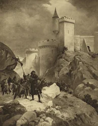 I. Richárd angol király Chalus ostrománál, 1199 (mélynyomás)