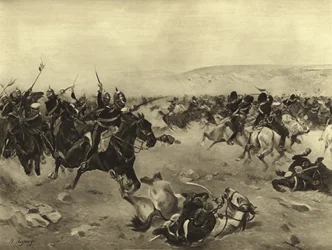 A nehézdandár rohama, balaclavai csata, 1854 (mélynyomás)