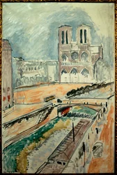notre dame de paris le quai saint michel 1914 (olaj, vászon)