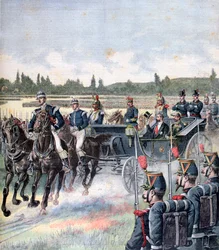 A köztársasági elnök érkezése, katonai szemle, 1891. július 14.