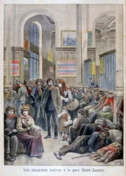 Olasz emigránsok a párizsi Gare Saint-Lazare-ban, 1896