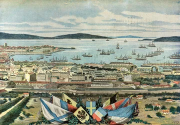Toulon kikötőjének kilátása