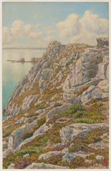 Klippen der Île Vierge. Bucht von Douarnenez. Morgat