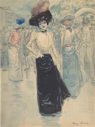 Parisienne-ben van a Crowded Street, kb. 1880-1907.