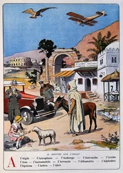 "A" betű, a "Mon Alphabet en Images"-ből, 1920-30 körül (színes litho)