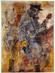 Első világháború: Grenadier (gránátvető) (1. világháború: Gránátalmahajítók) – Henri de Groux (Henry de Groux) rajza (1866/1867-1930)