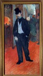 Doktor Gabriel Tapie de Celleyran (1869-1930) portréja a színház kulisszái mögött Henri de Toulouse Lautrec (1864-1901) festménye 1894 V. 1,1x0,56 m Albi, Toulouse Lautrec múzeum - Dr. Gabriel Tapie de Celleyran (1869-1930) teljes alakos portréja
