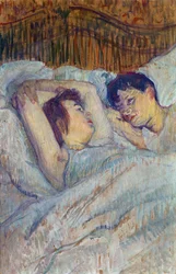 Az ágyban par Toulouse-Lautrec, Henri, de (1864-1901). Olaj, karton