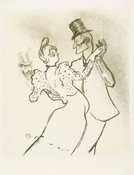 La Goulue és Valentin la Desossee. Toulouse-Lautrec plakátja.