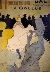 A „La goulue” kabaré plakátja a Moulin Rouge-ban. Henri de Toulouse Lautrec (1864-1901) rajza 1891 Brüsszel, Musee Ixelles