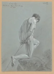 Térdelő férfi akt, oldalnézetben (1. díj 1809)