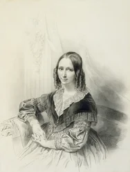 Suzanne Herckenrath portréja, 1843 (kréta, estompe, ceruza és akvarell)