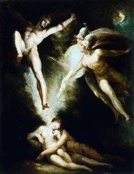 Sátán, akit Ithuriel kardja érintett meg Johann Heinrich Fussli (1741-1825)