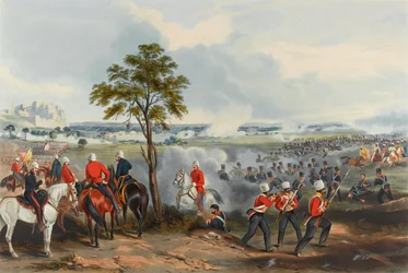 A goojerati csata, 1849. február 21. (akvatinta, színes)