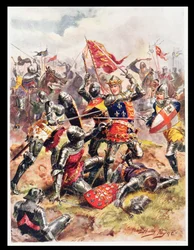 V. Henrik király (1387-1422) Harcok hősies vitézséggel, illusztráció az angol történelem dicsőséges csatáiból, C.H. Wylly, 1920-as évek