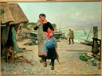 Fisherfolk visszatér hálóival, 1882