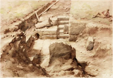 Bremenium, High Rochester, Redesdale (ceruza és akvarell papíron (kártyára ragasztva))