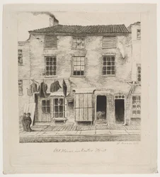 Régi ház a Rector Street-ben a régi New York-i jelenetekből, 1870.