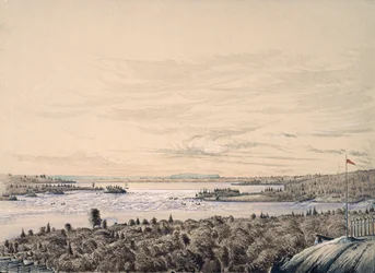 Sault de Ste. Marie a Huron-tó és a Superior között, 1842 (wc papíron)