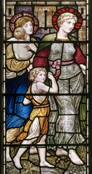 Buckland, St Mary, James Powell & Sons, Henry Holiday, The Barcote Chapel, Charity, 1889