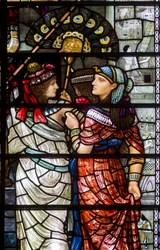 Durham katedrális, Holdy Workshop, Henry Holiday, Mózes elhagyja a fáraó udvarát, részlet, 1895