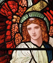 Grasmere, St Oswald, James Powell & Sons, Henry Holiday, Kiszolgáló angyalok részlet, 1893