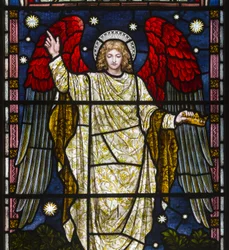 Kirkstall, St Stephen, Heaton Butler & Bayne, Henry Holiday, The Memory Of The Just Is Blessed részlet, Példabeszédek 10. fejezet, 7. vers, 1870 körül.