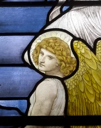 Wolsingham, St Mary & St Stephen, James Powell & Sons, Henry Holiday, Jacobs Ladder, Angyal részlet, 1881