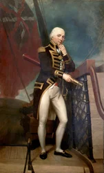 Cuthbert Collingwood ellentengernagy (1748-1810) portréja, aki Horatio Nelson (1758-1805) második parancsnoka volt a trafalgari csatában (1805). Olaj, vászon, készítette Henry Howard (1769-1847).