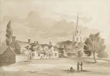 Brewood templom: szépia rajz, 1844