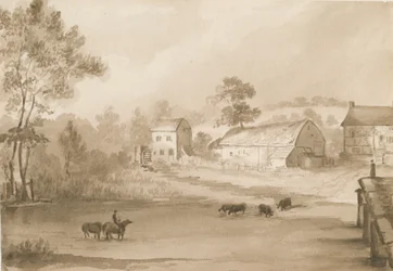 Trysull Mill: szépia mosás rajz
