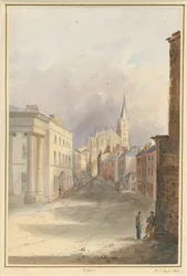 Walsall városa és temploma: vízfestmény, 1844