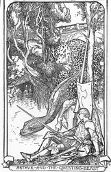 Arthur király és a Kutató vadállat HJ Ford (1860-1940) illusztrációja a „A romantika könyvéből” 1902 Magángyűjtemény