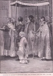 I. Richárd megkoronázása a Westminster Abbeyben: körmenet a folyosón Kr. u. 1189