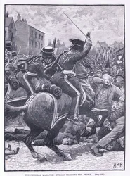 A Peterloo-i mészárlás: Huszárok támadása a nép ellen 1819-ben