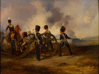 A Royal Horse Artillery ágyújának legénysége töltése, 1844 körül