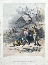 Gödrösök kvótáznak, 1837 körül (kézi színes litográfia papírra)