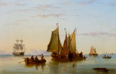 Halászhajók és más hajók a Rotterdam melletti Scheldten, 1852