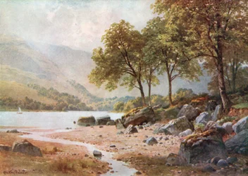 Ardlui közelében, Loch Lomond, Dumbartonshire (színes lithó)