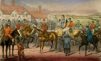 Mr. Jorrocks bejelenti, hogy képtelen előfizetni a Surrey Stag-hounds-ra, 1838