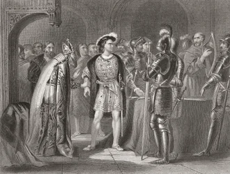 Lord Thomas Fitzgerald, aki 1534-ben lemond VIII. Henrik iránti hűségéről, Thomas Wright „Írország története” című művéből, amely 1854 körül jelent meg.