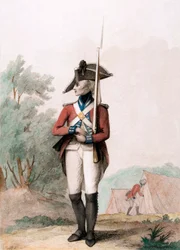 Gyalogos katona, 1791 körül (csúcsmetszet)
