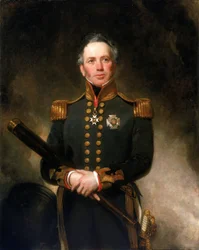 Sir Edward Brace ellentengernagy (1769-1843 körül) portréja, aki a francia (1792-1802) és a napóleoni (1803-1815) függetlenségi háborúk idején a brit haditengerészetnél a földközi-tengeri frontokon jeleskedett.