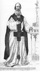 Pierre Eugène Vintras (1807-1875) (Pierre-Michel-Élie) portréja, egy munkásé, aki azt állította, hogy Illés próféta reinkarnációja. Henry de Malvost rajza Jules Bois „Sátánizmus és mágia” című könyvéből, 1895. Magángyűjtemény